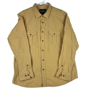 Eddie Bauer Outdoor Outfitters Field Shirt Mens XL Yellow Cotton Safari Y2K